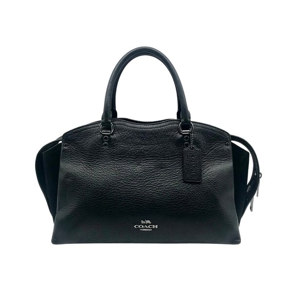 Coach Black Grain Leather & Suede Drew Satchel  F40862 - Picture 1 of 11